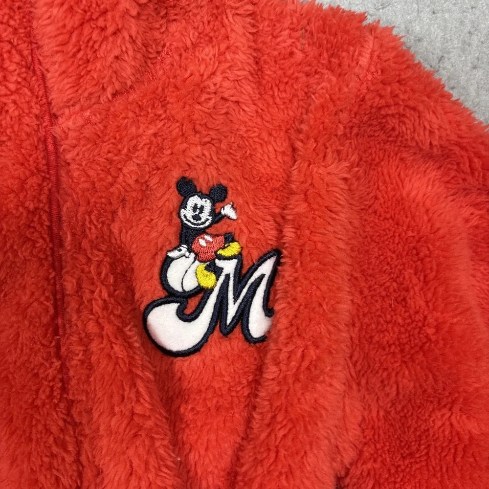 Disney Mickey Mouse Bathrobe Kids Size 4 Red Embroidered Logo EUC